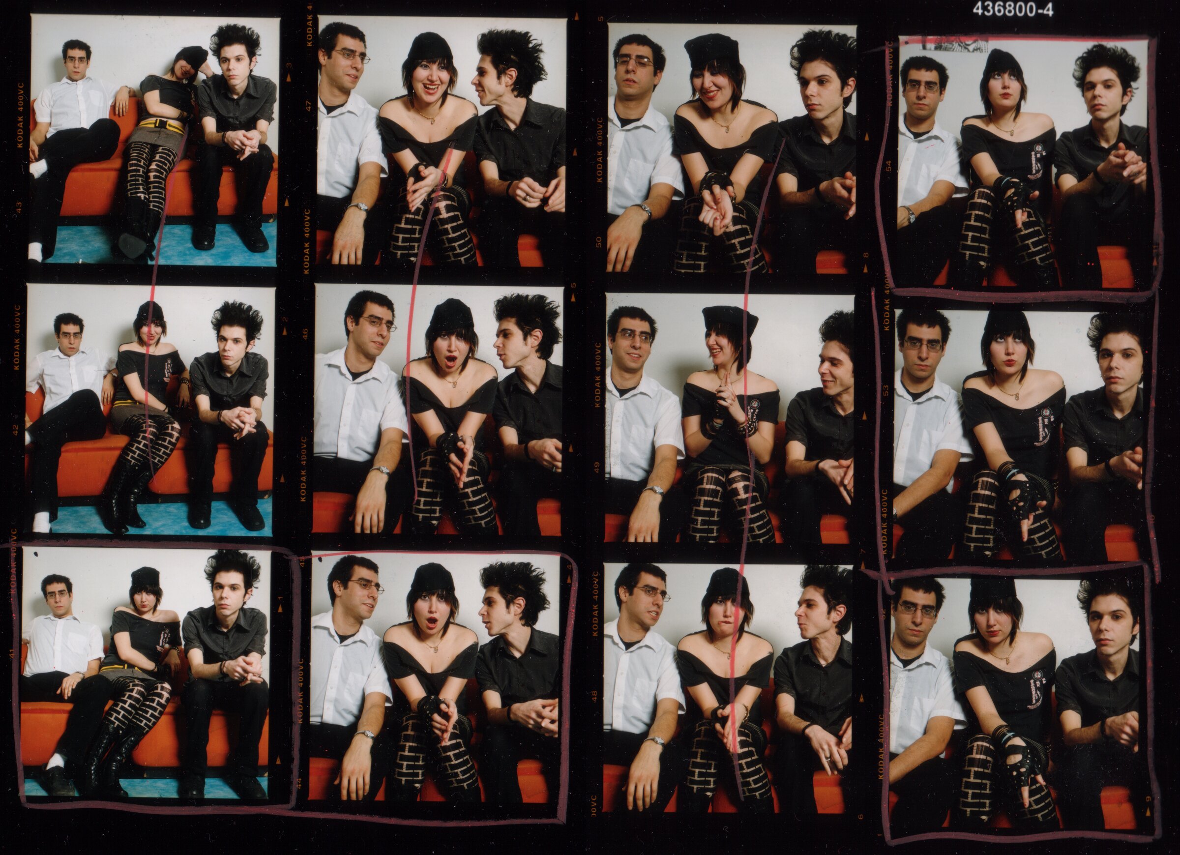 Yeah Yeah Yeahs contact sheet, photographed by Emily Wilson